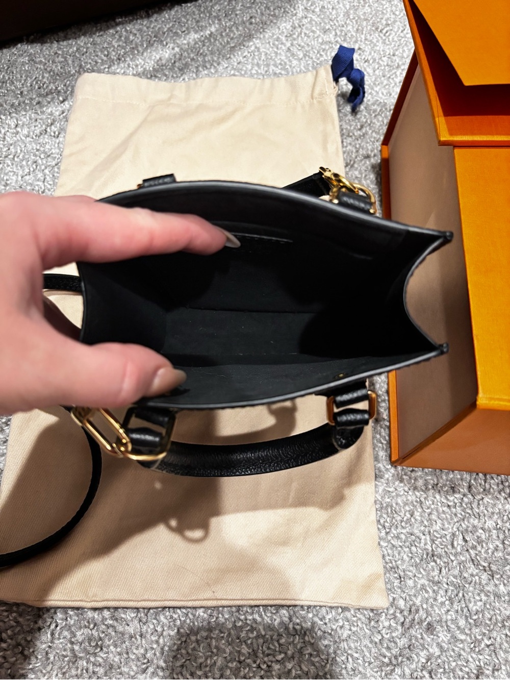 Louis Vuitton Black Embossed Mini Tote with Removable Strap - Picture 7 of 11